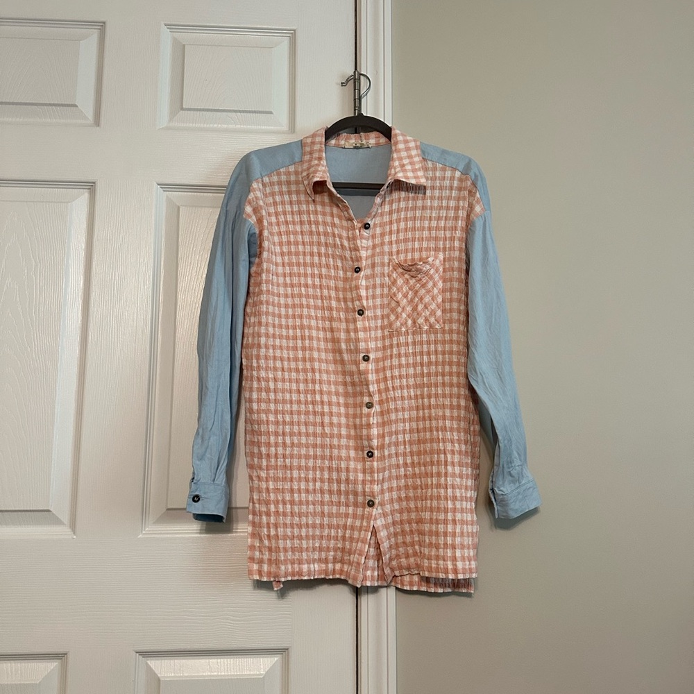 100% cotton button down tunic